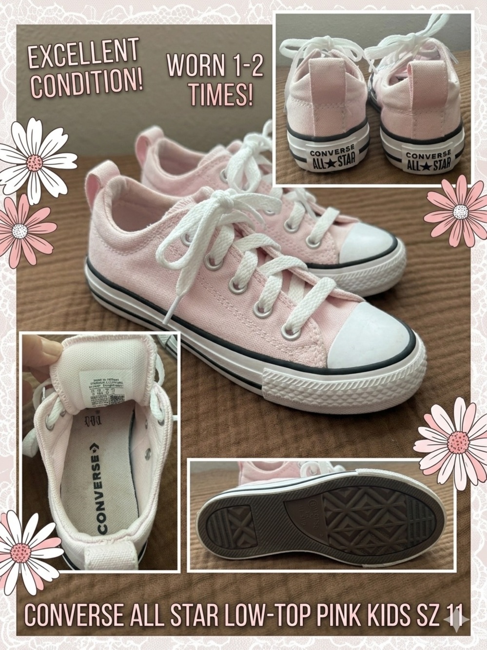 Converse Chuck Taylor All Star Low Top Pink Kids Size 11